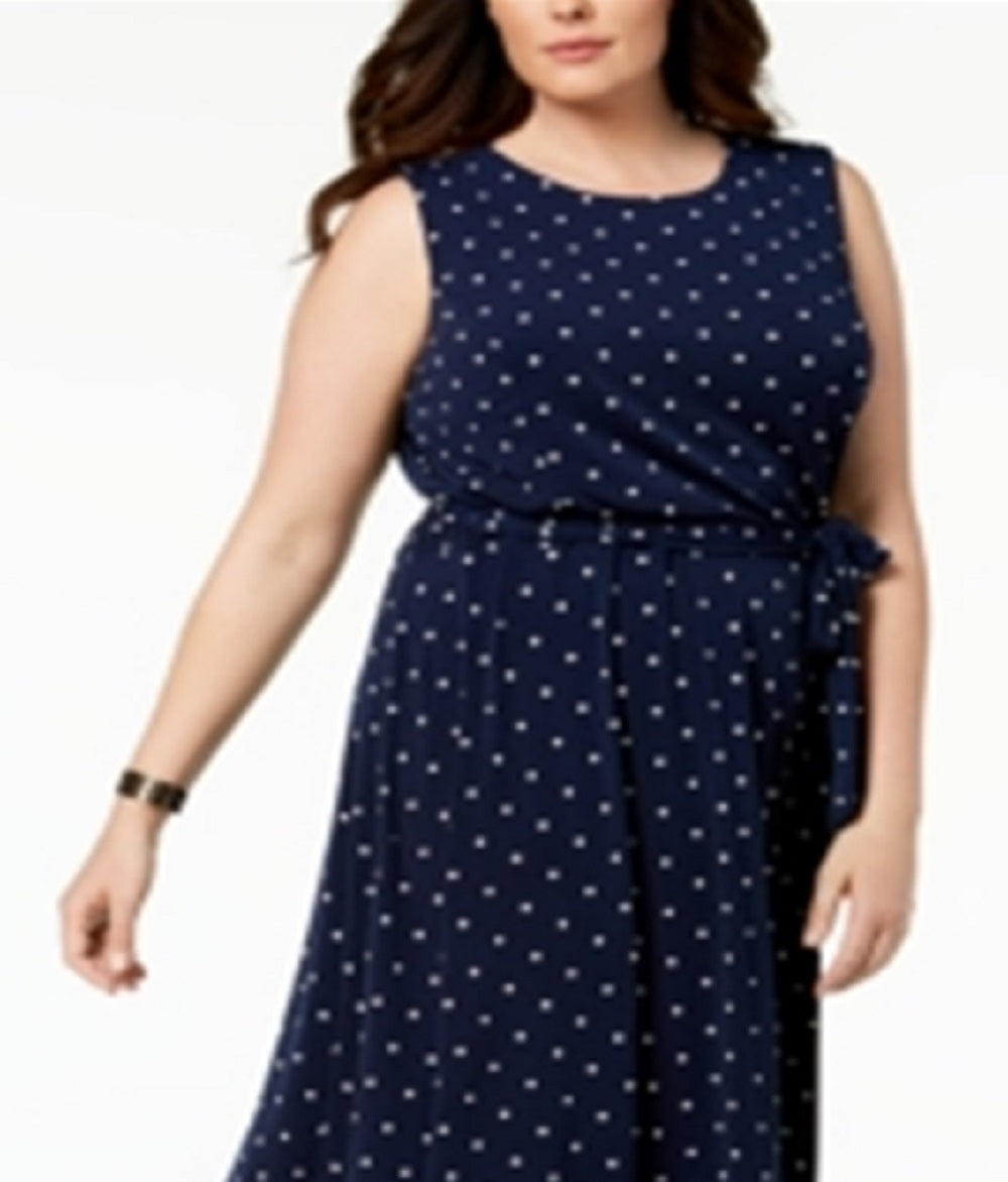 Charter Club Women's Polka Dot A Line Dress Blue Size 1X