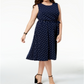 Charter Club Women's Polka Dot A Line Dress Blue Size 1X