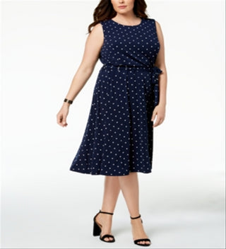 Charter Club Women's Polka Dot A Line Dress Blue Size 1X