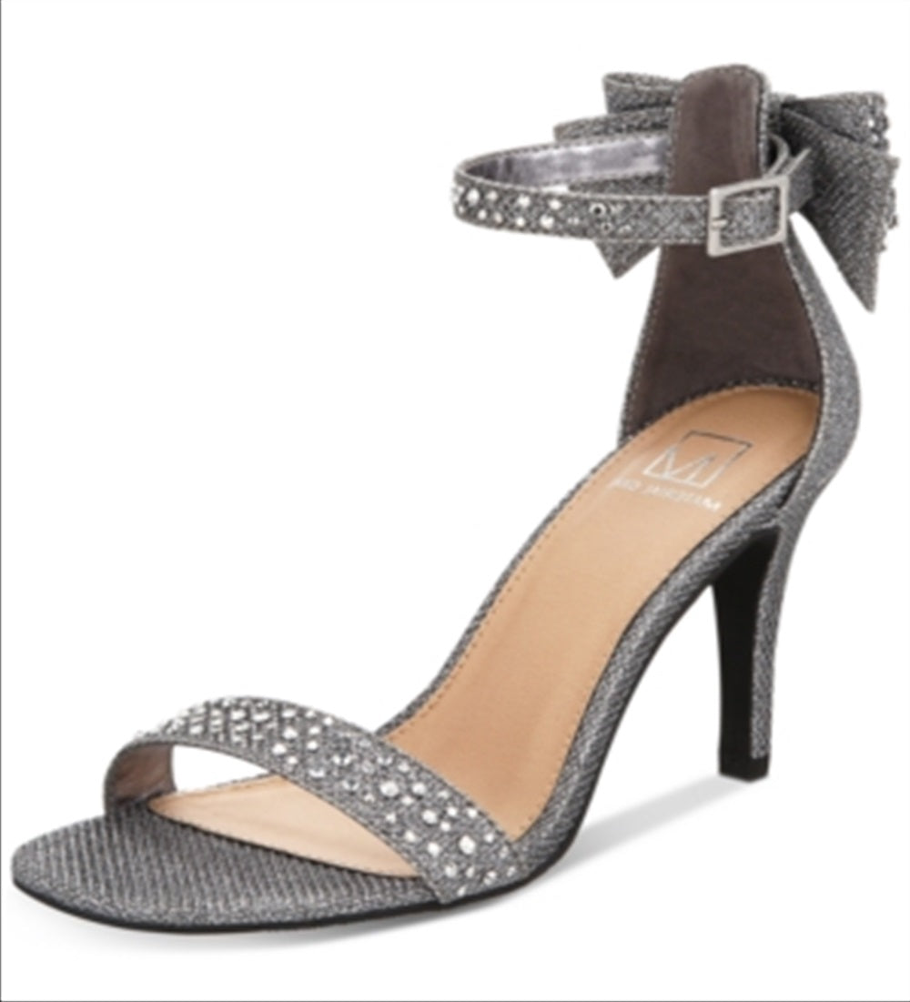 Material Girl Women's Beverly Glitter Textured Dress Sandals Gray Size 8.5 M