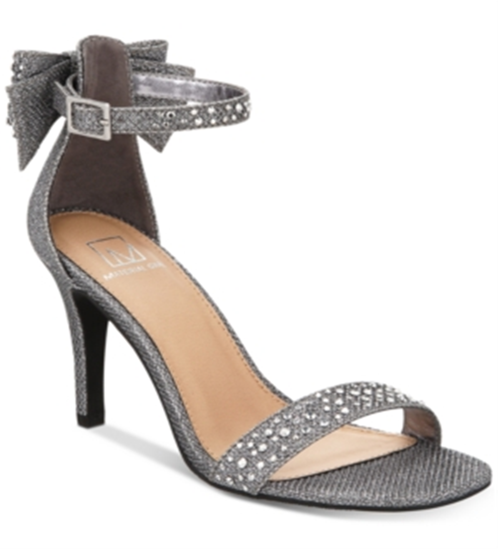 Material Girl Women's Beverly Glitter Textured Dress Sandals Gray Size 8.5 M
