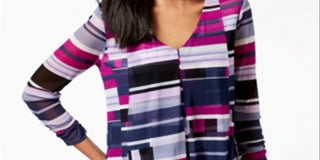 Alfani Women's Draped Asymmetrical Mesh Top Blue Size Petite S