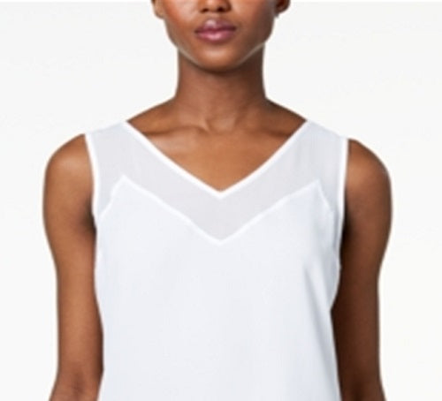 INC International Concepts Women's Illusion Trim Tank Top White Size Petite L