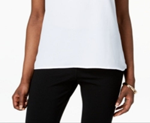 INC International Concepts Women's Illusion Trim Tank Top White Size Petite Small