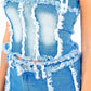 American Bazi - Frayed Edge Denim Corset Top