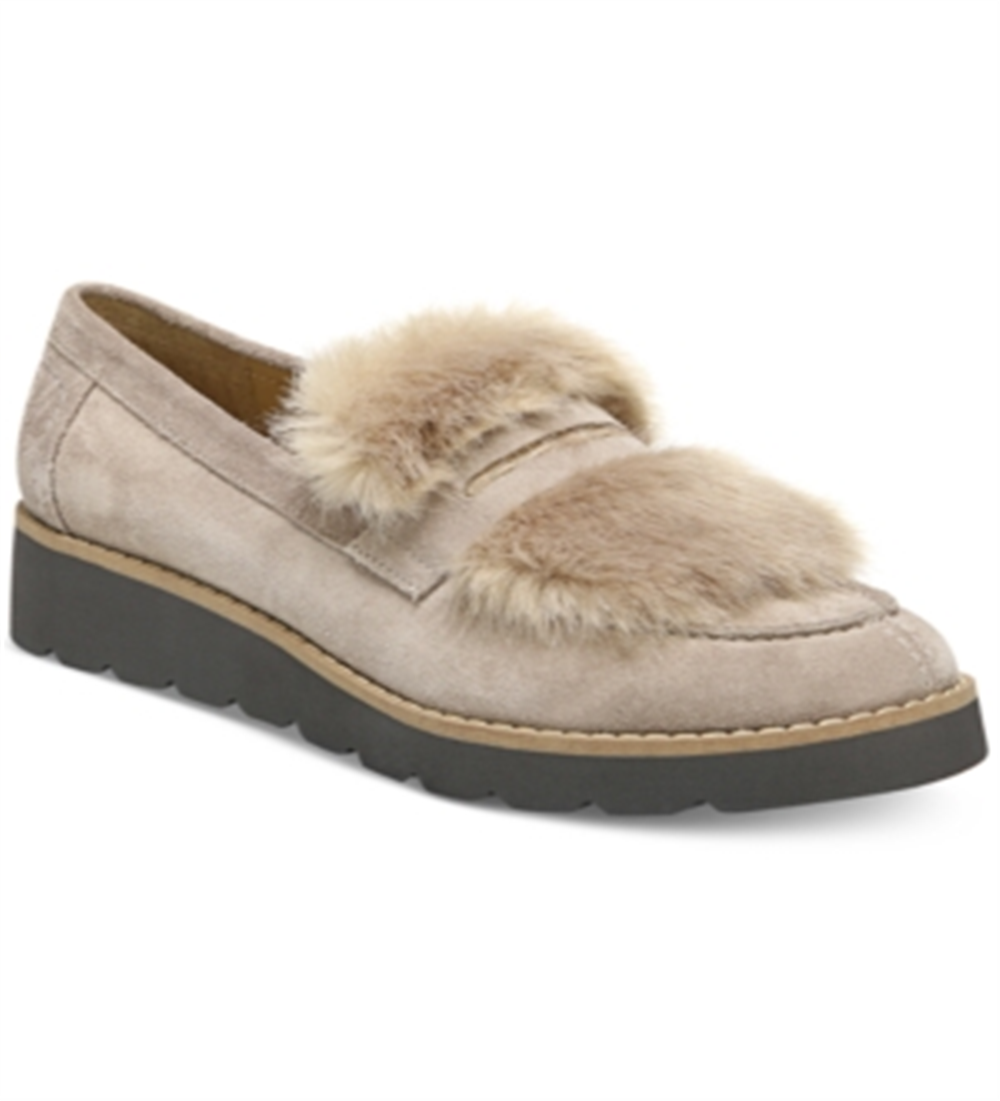 Franco Sarto Women's Harriet Wedge Loafers Shoes Beige Size 7.5 M