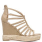 Carlos by Carlos Santana Women's Camilla Fabric Open Toe Casual Platform Sandals Brown Size 6.5