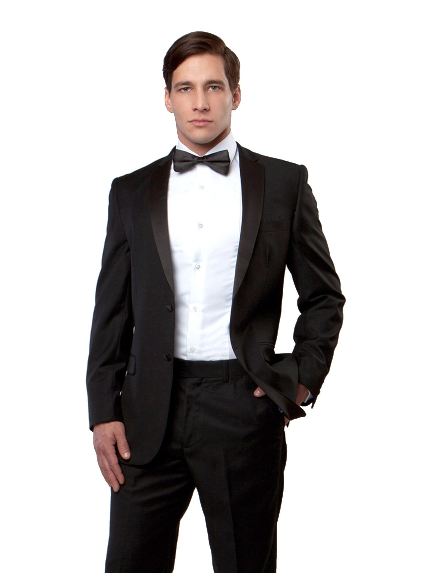 Bryan Michaels Men's Slim Fit Classic 2 Piece Tuxedo Black Size 36