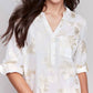Charlie B - Embroidered Cotton Half-button Blouse