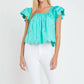 2.7 August Apparel - Women's Scalloped Hem Ruffle Detail Top