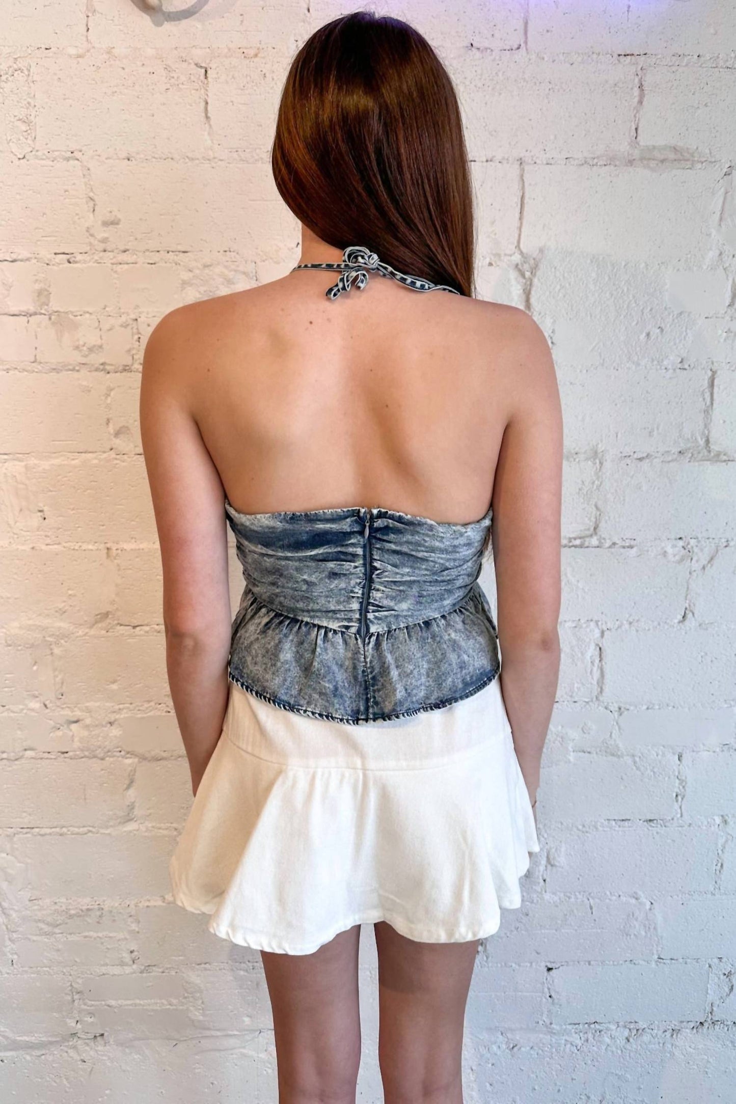Day + Moon - Peplum Denim Skirt
