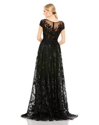 Mac Duggal - Embellished Floral Cap Sleeve Gown