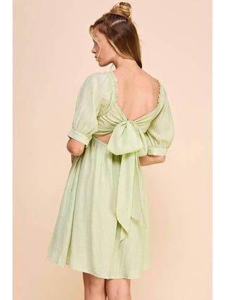 Allie Rose - Textured Puff Sleeve Babydoll Dress