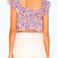 For Love & Lemons - SASHA FLORAL-PRINT CUTOUT CROPPED TOP