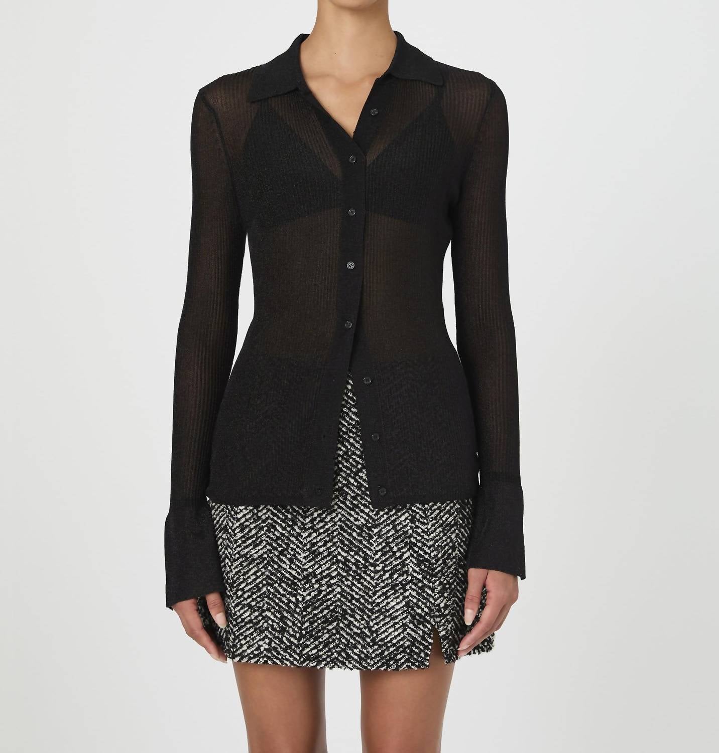 French Connection - Lurex Mix Collared Top