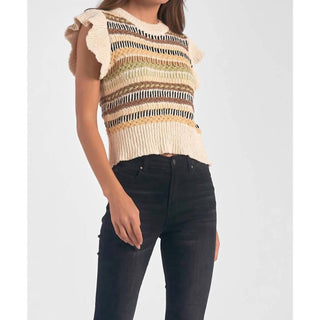 Elan - Crewneck Cap Sleeve Sweater