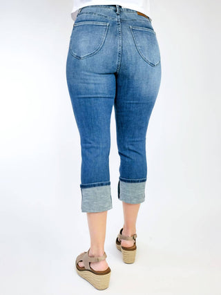 Judy Blue - High Waist Tummy Control Cuff Capri Jeans