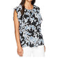 Vince Camuto - Flutter Sleeve Floral Print Keyhole Blouse