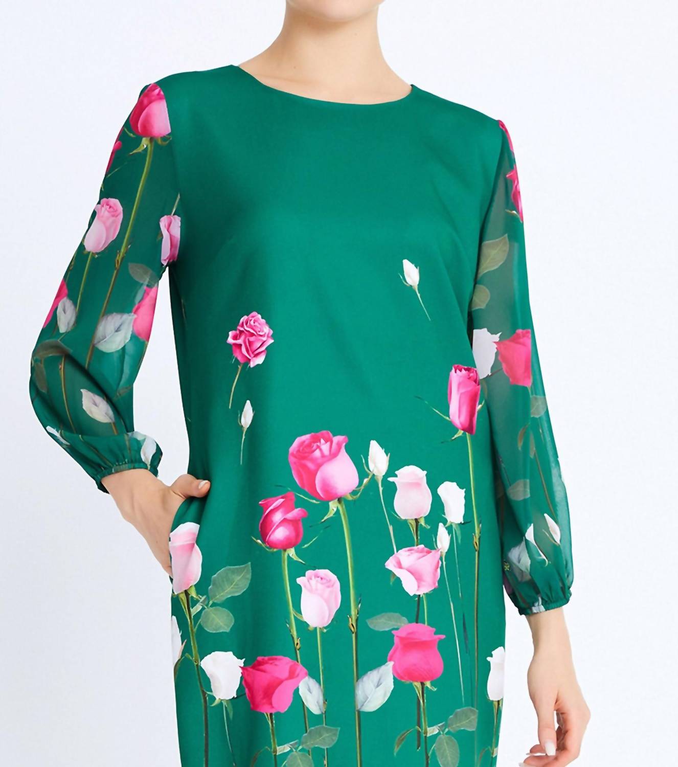 Zaalima Fashion - Long Sleeve Midi Viscose Column Plus Size Casual Dress