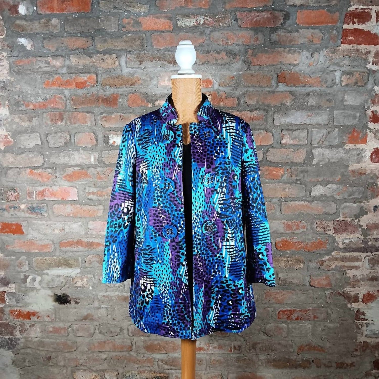 Multiples - Quarter Sleeve Stand Collar Quilted Jacket