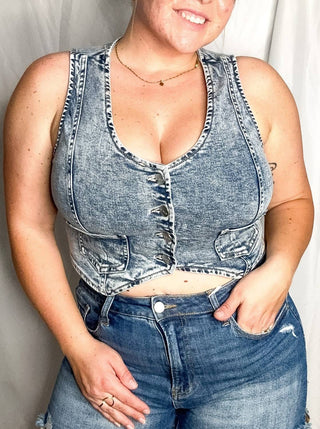 Risen - Chloe Crop Denim Vest