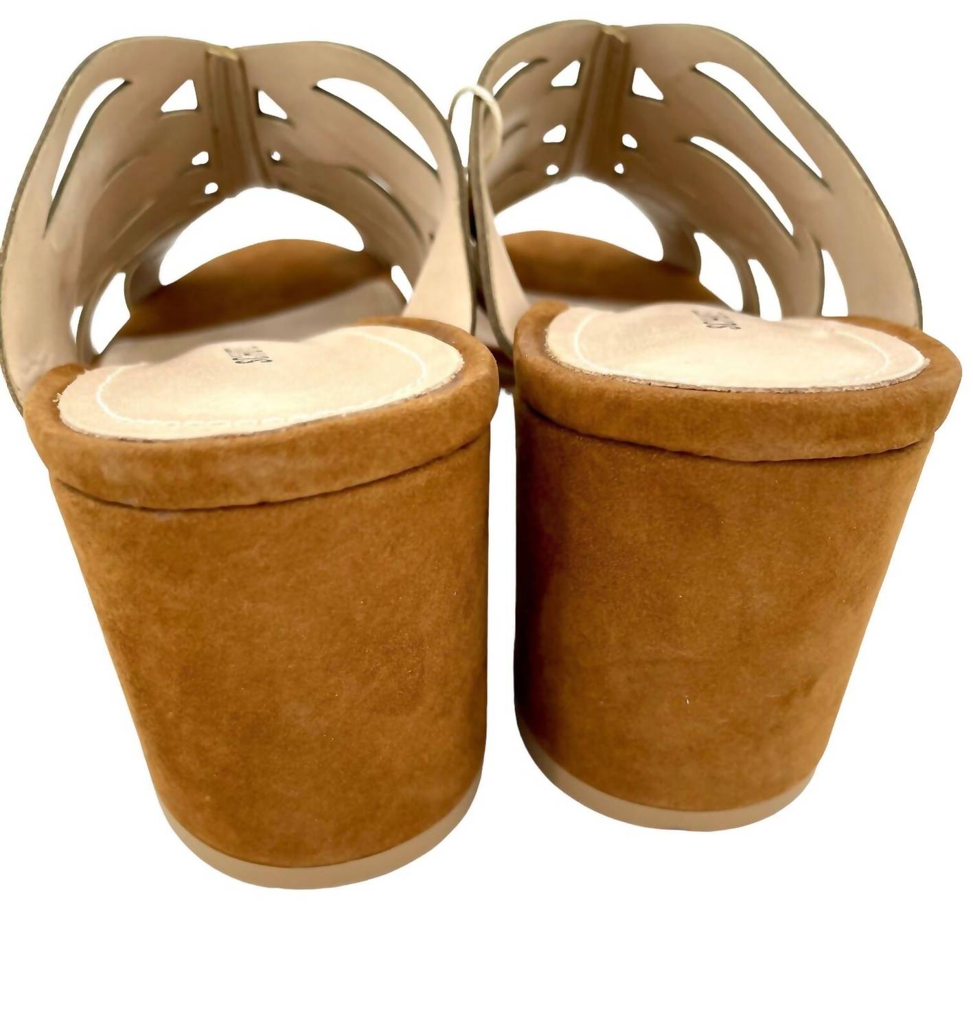 Schutz - Women's Suede Leather Open Toe Mules Laser Cut Sandals