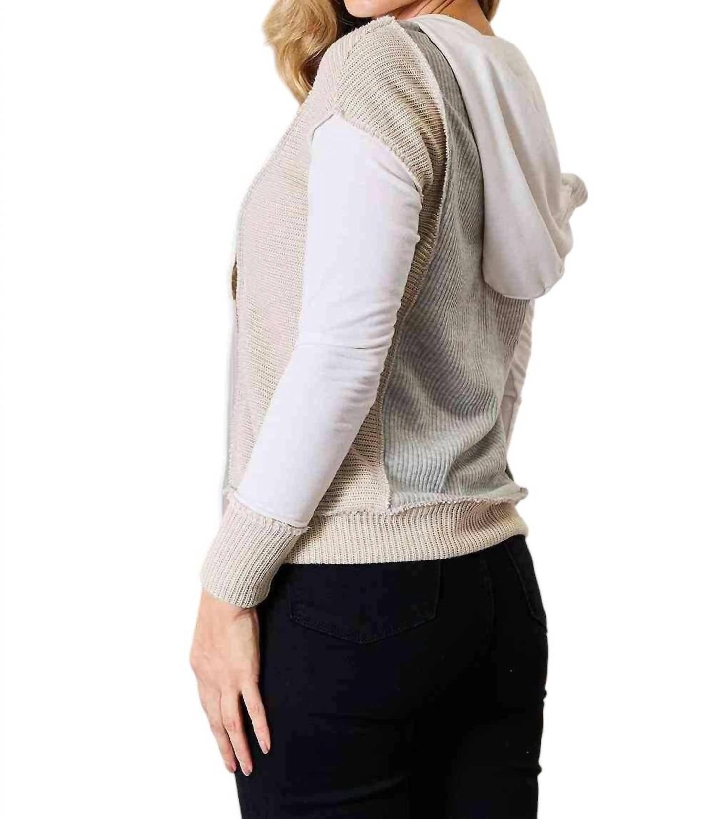 Double Take - Chic Color Block Hoodie With Seam Details