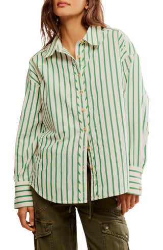 Free People - Varsity Vibes Stripe Oversize Button-up Shirt