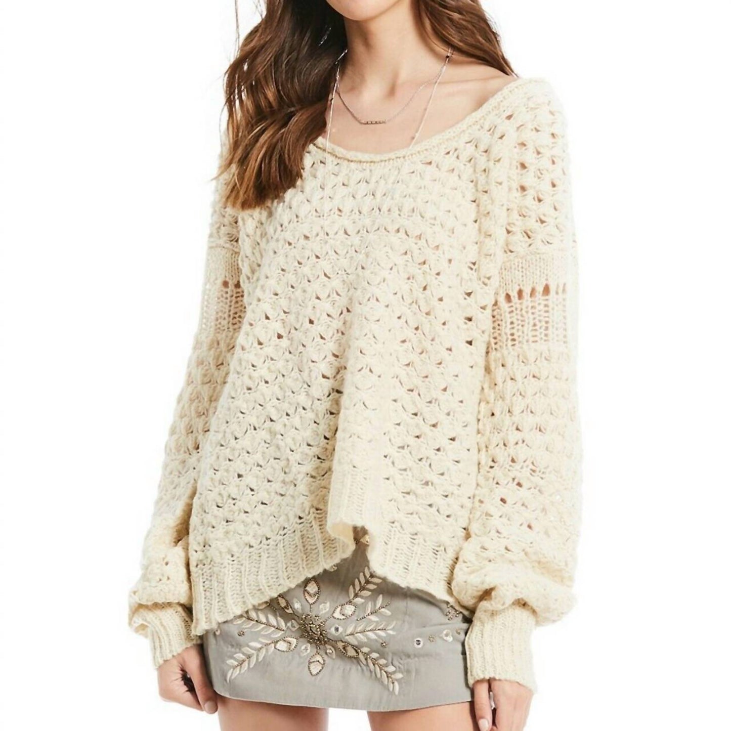 Free People - Crochet Wool Blend Sweater