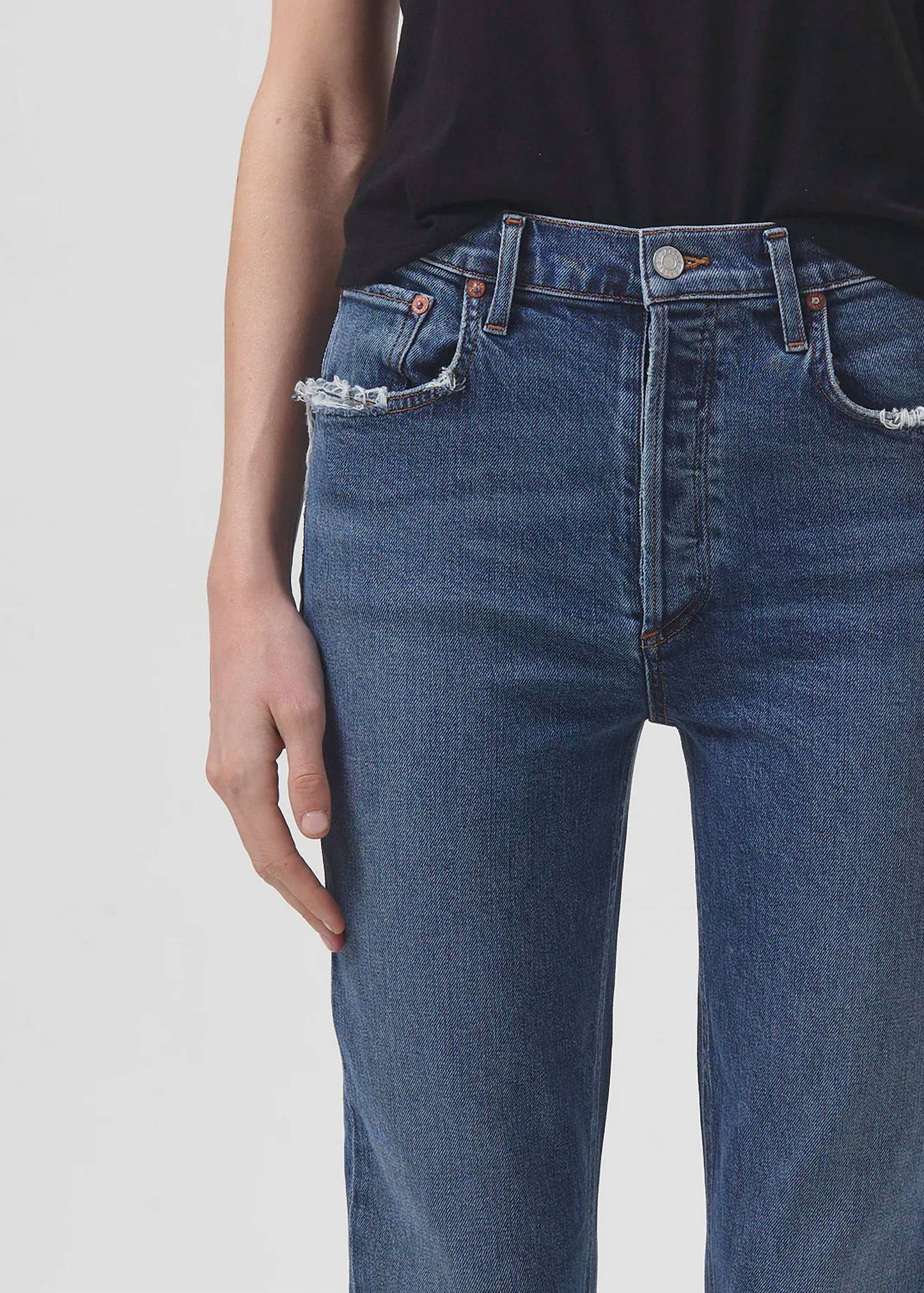 Agolde - Riley Long High Rise Straight Jean - Stretch