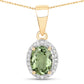 1.27 Carat Genuine Green Tourmaline and White Diamond 14K Yellow Gold Pendant