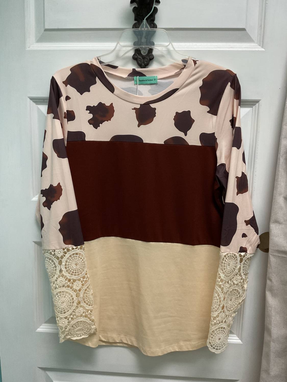 Sunshine & Rodeos - Women Cow Print Long Sleeve Top