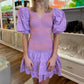 Karlie - Solid Poplin V-neck Smock Mini Dress