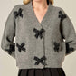 2.7 August Apparel - Chunky Cardigan with Beaded Big Bow