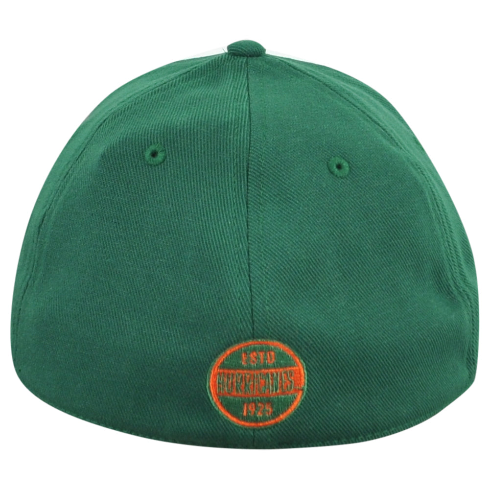 NCAA Adidas Miami Hurricanes 1925 Flex Fit Large/X-Large L/XL Mascot Hat Cap