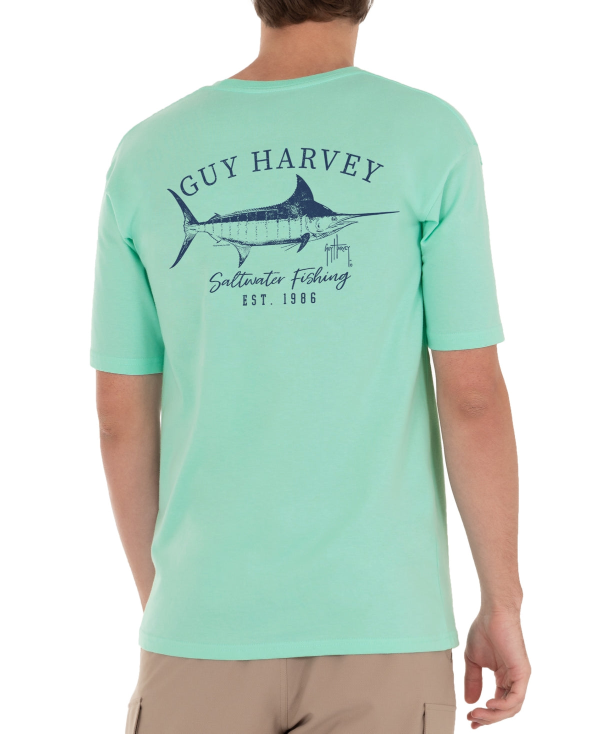 Guy Harvey Men's Marlin Sketch T-Shirt Green Size XL