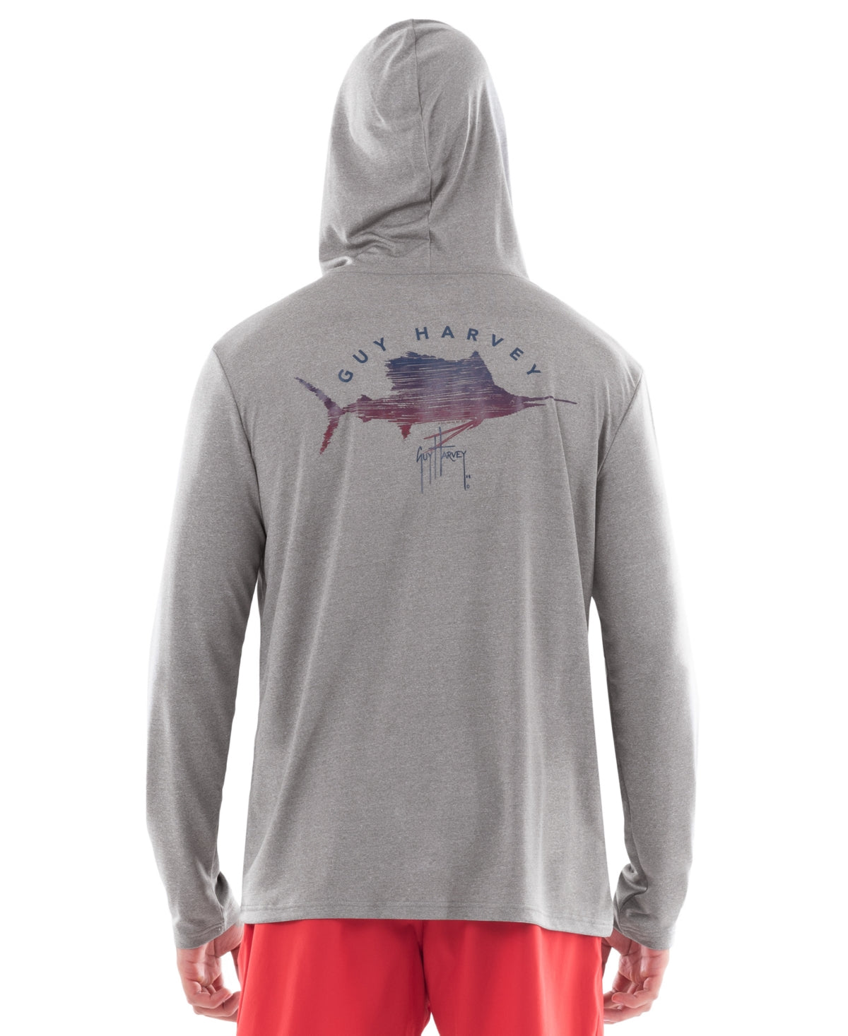 Guy Harvey Men's Core Performance Hoodie Gray Size Large