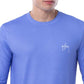 Guy Harvey Men's Moisture Wicking Upf 50 Logo Graphic Long Sleeve T-Shirt Blue Size Large