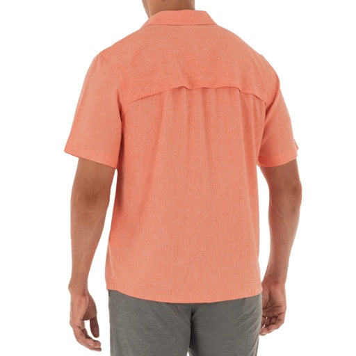 Guy Harvey Men's Heathered Textured Fishing Shirt Orange Size Medium