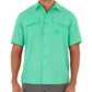 Guy Harvey Men's Heathered Textured Fishing Shirt Green Size XX-Large