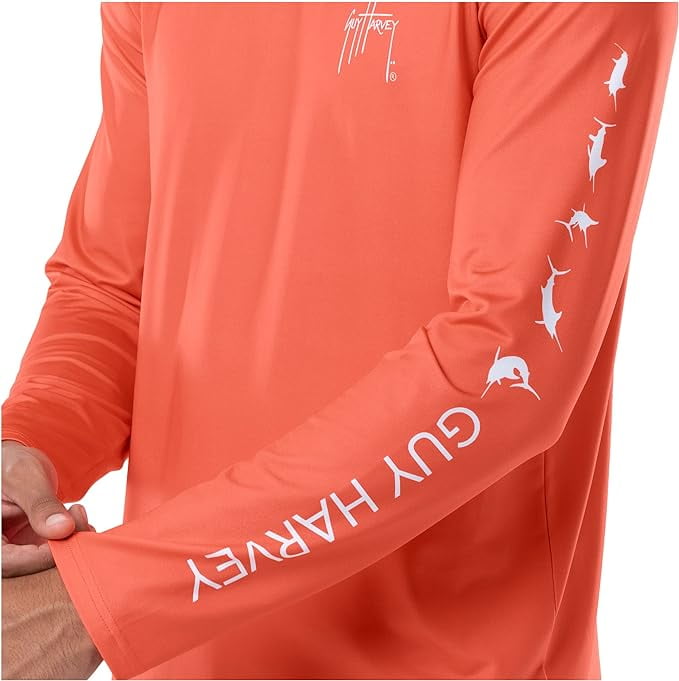 Guy Harvey Men's Moisture Wicking Upf 50 Logo Graphic T-Shirt Orange Size Medium