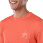 Guy Harvey Men's Moisture Wicking Upf 50 Logo Graphic Long Sleeve T-Shirt Orange Size Large