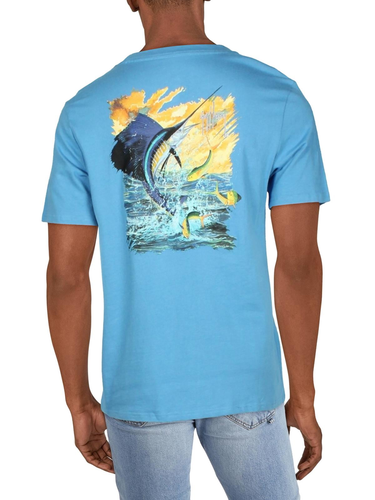 Guy Harvey Men's Short Sleeve Graphic T-Shirt Blue Size Medium