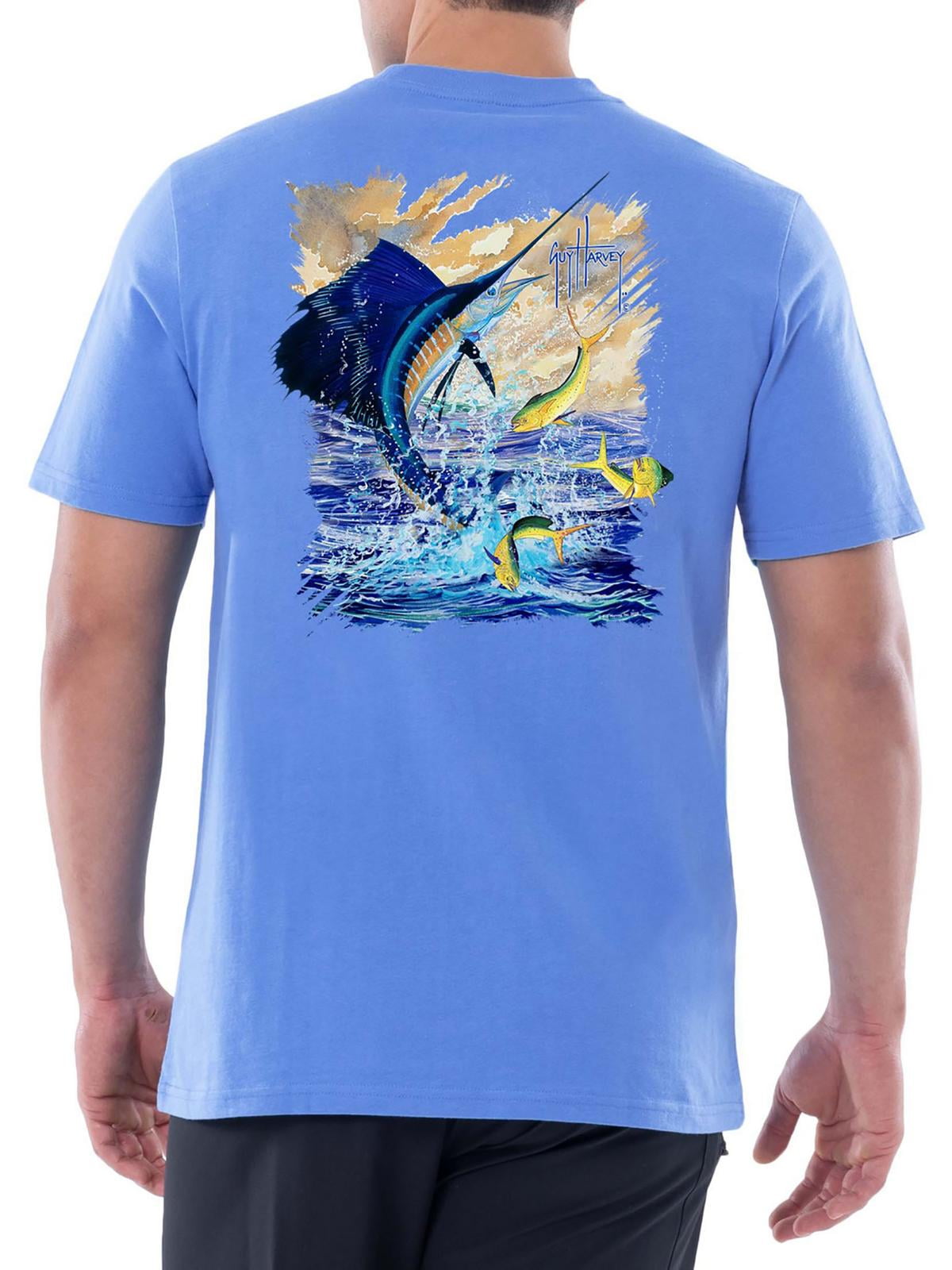 Guy Harvey Men's Short Sleeve Graphic T-Shirt Blue Size Large
