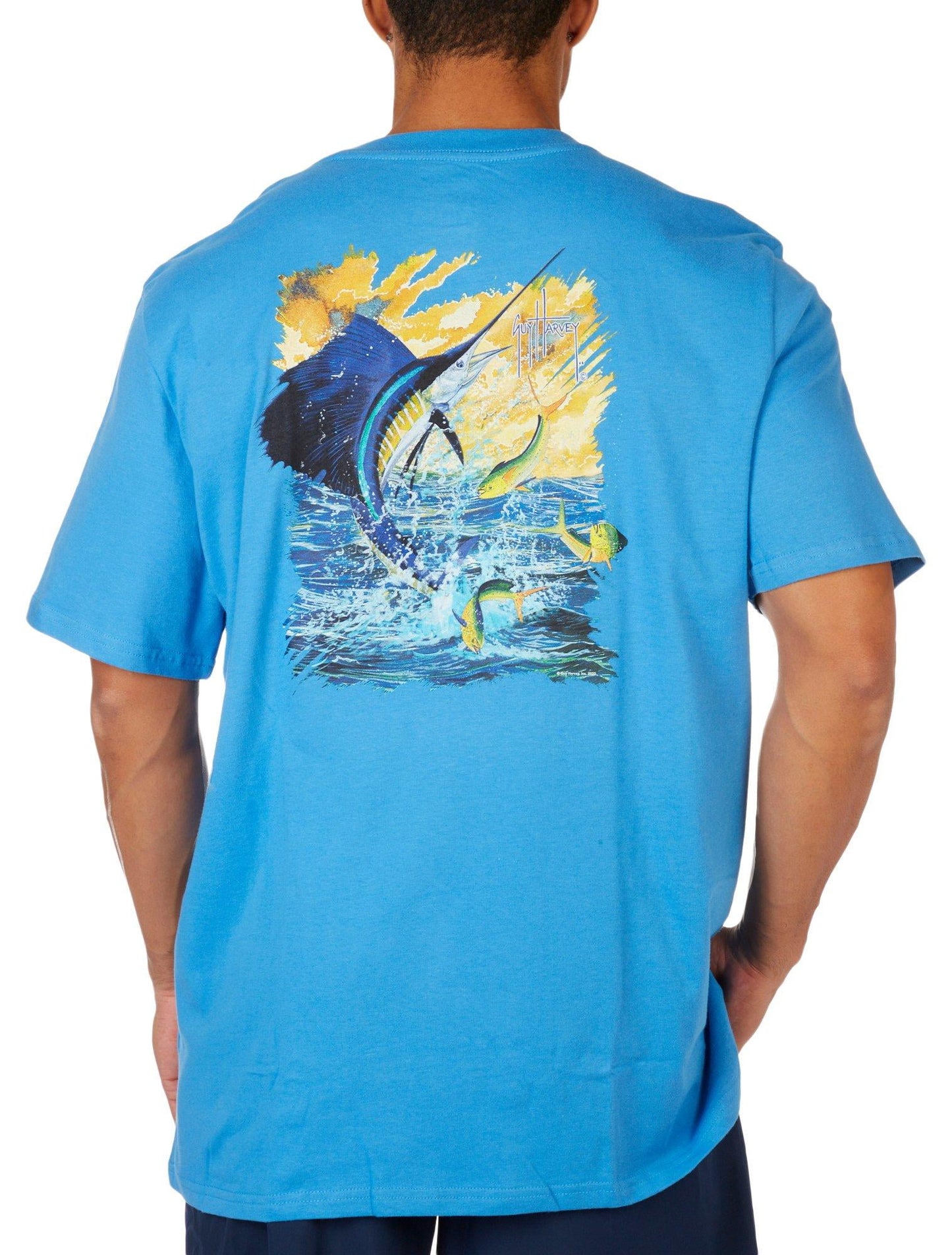 Guy Harvey Men's Short Sleeve Graphic T-Shirt Blue Size X-Large