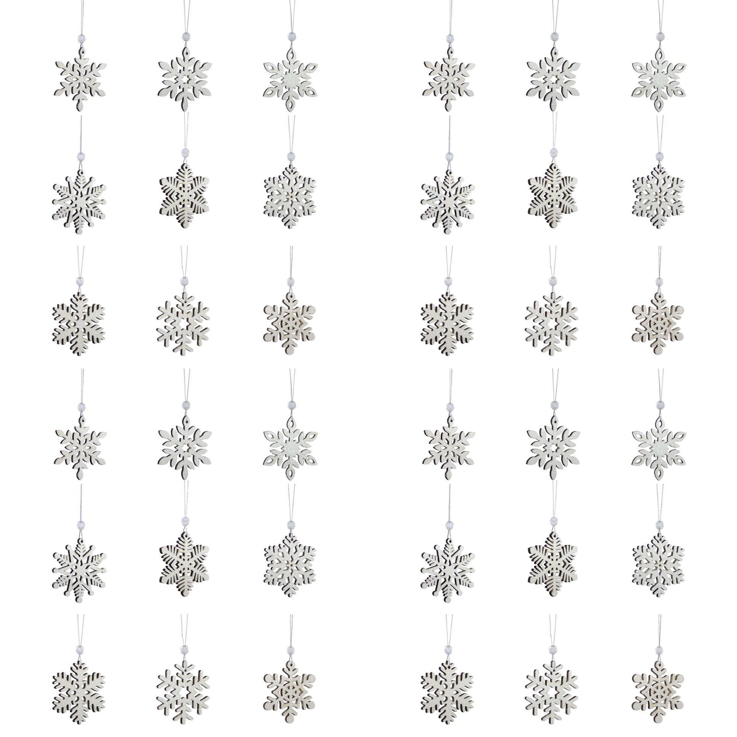 Wooden Mini Snowflake Ornament (Set of 18)