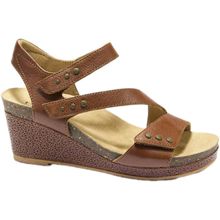 Halsa Footwear - Women's Giselle Leather With Embossed Wedge Sandal