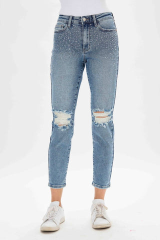 Judy Blue - High Waist Rhinestone Embellished Slim Denim Jeans