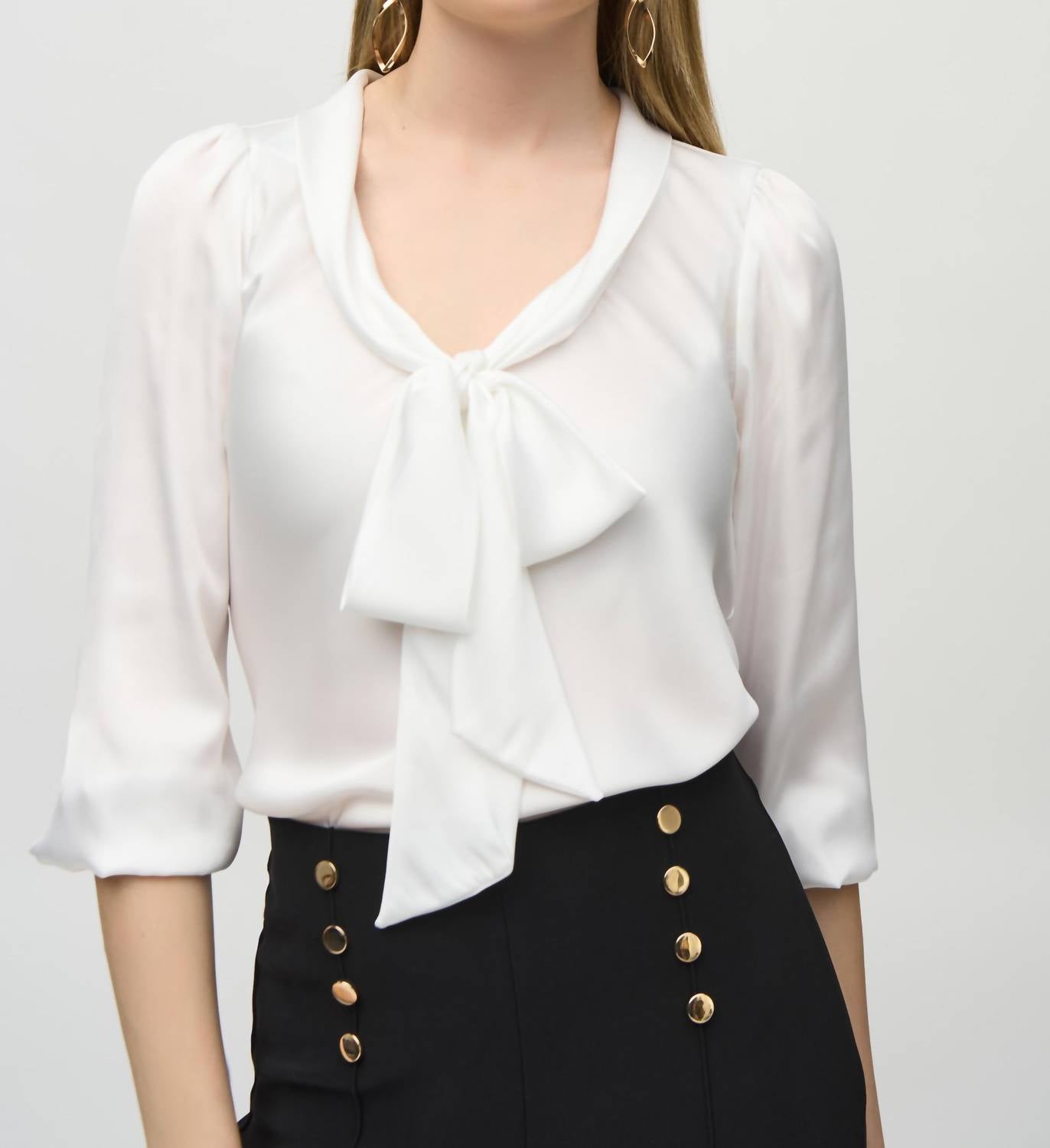 Joseph Ribkoff - Vneck Bow Tie Pullover Top