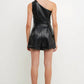Endless Rose - Faux Leather One Shoulder Romper